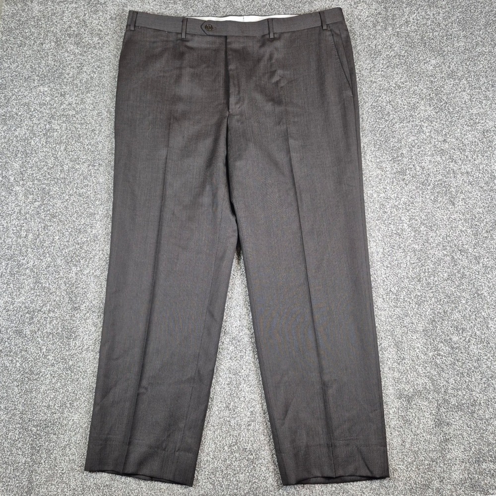 Canali Dress Pants Mens 38 (40x30) Brown 100% Wool Flat Front  Made in Italy